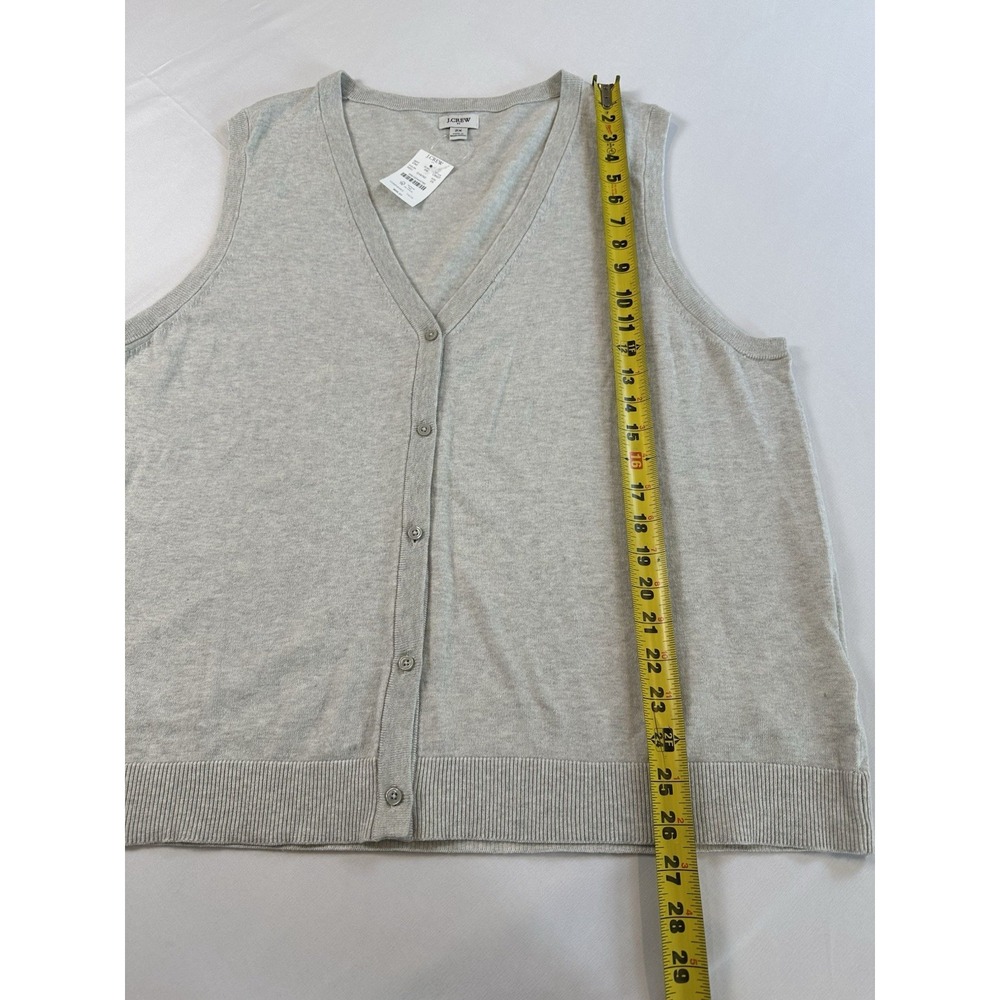 J. Crew Women Gray Button Front Sweater-Vest Academia Preppy Sz XL Classic NWT - Picture 5 of 7